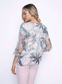 Picadilly - Tropical Print Netted Half Sleeve Top