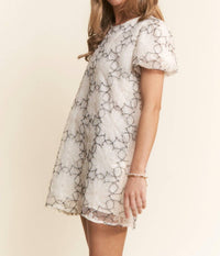 J.Nna - Floral Stitched Tulle Sequins Mini Dress