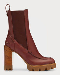 Christian Louboutin Pre-loved Women's Glory Leather Lug Sole Chelsea Booties in chesnut brown - women's shoe