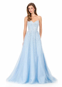 Ashleylauren - Strapless Pearl Embellished Corset Gown