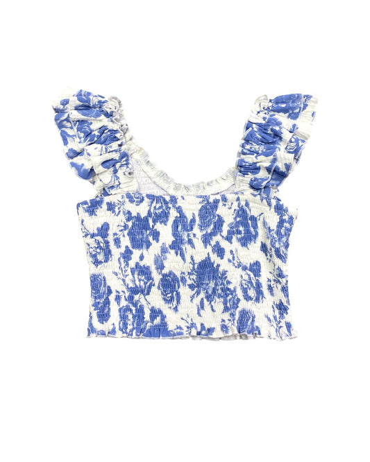 Flowers By Zoe - Girls Toile Smocked Ruffle Strap Tank