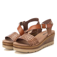 Xti Women's Crossed Strap Wedge Sandals in taupe - women's sandal - alternate view