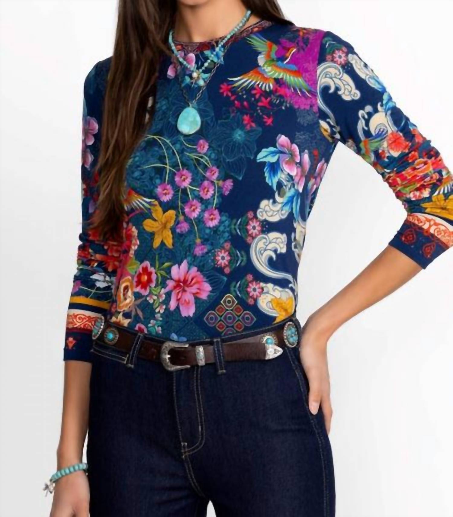 Johnny Was - JANIE LONG SLEEVE CREW NECK TEE