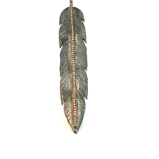 Gasia - Women's Rhodium Feather Necklace