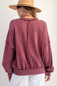 Easel - Cut Out Mineral Washed Pullover