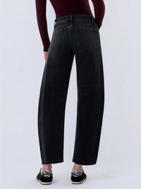 FLYING MONKEY High Rise Ankle Barrel Leg Jean in black - women's jeans - view 6