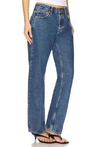 RE/DONE Standard Straight Leg Jeans in blue mere - women's jeans - detail view
