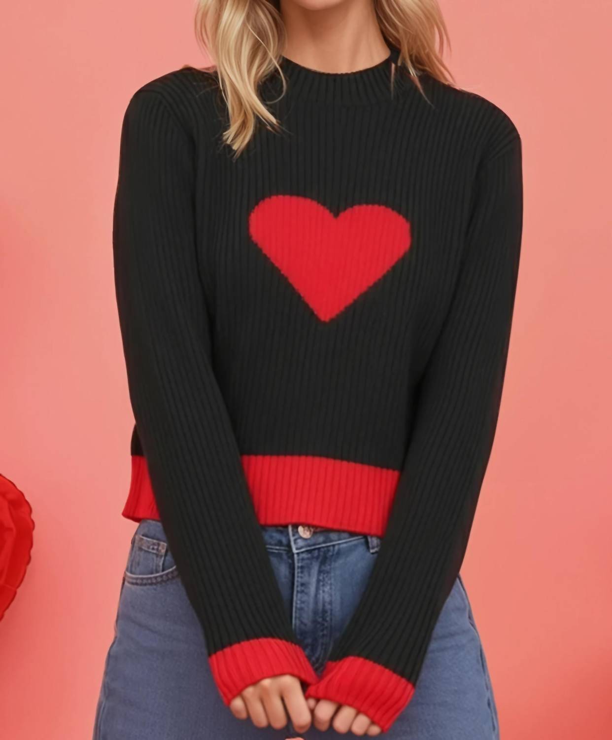Miss Sparkling - Ribbed Heart Sweater