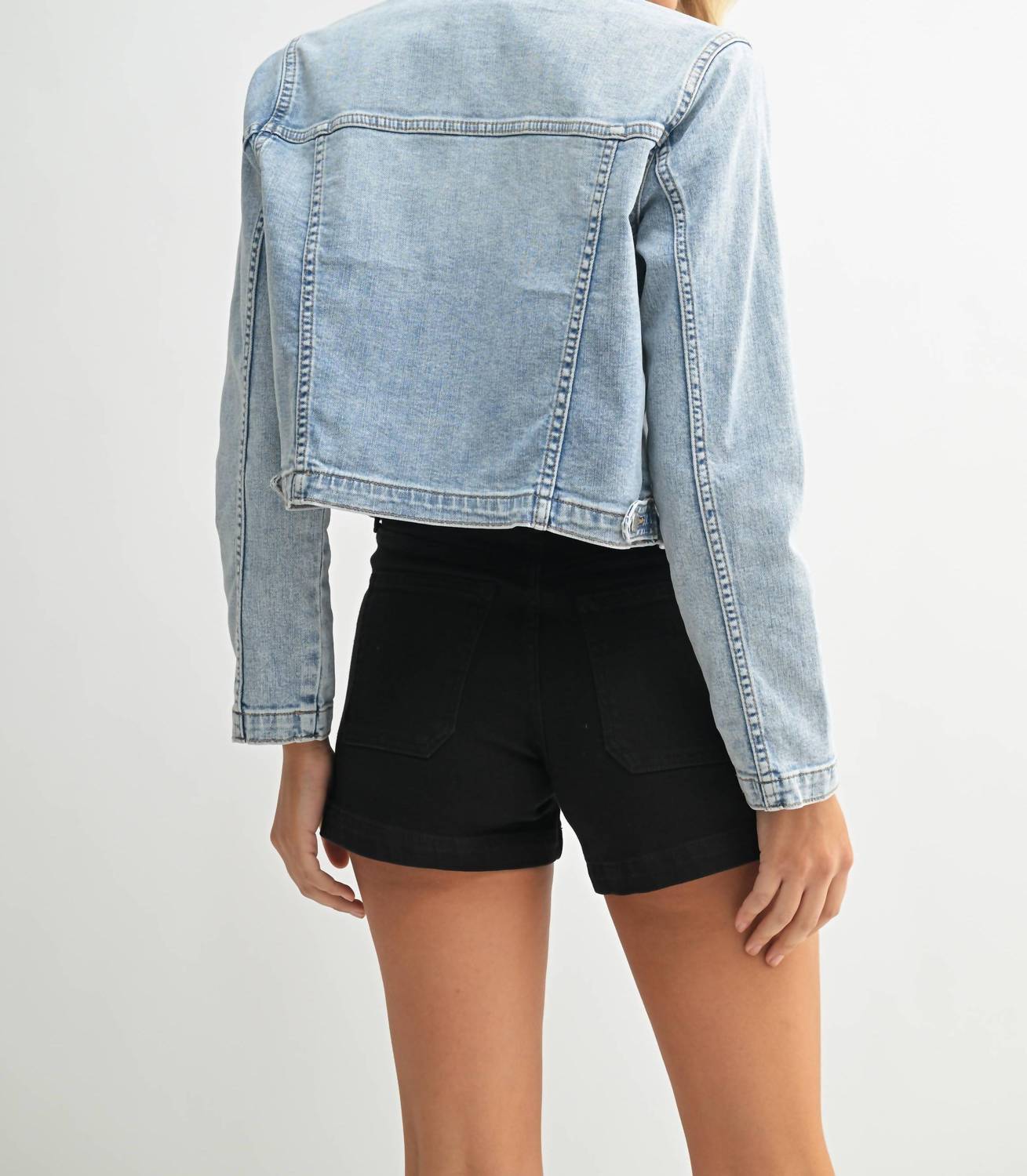 Just Usa - Collarless Cropped Jacket