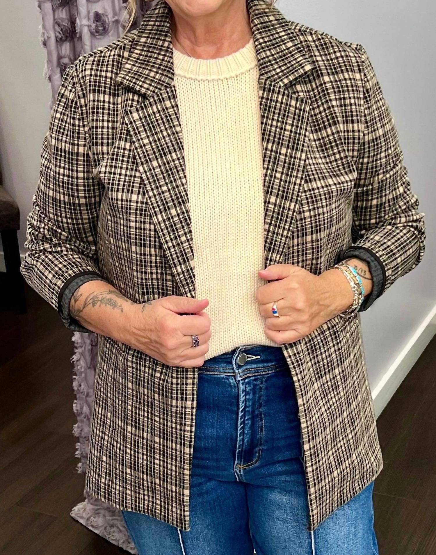 Tea N Rose - Women's Checkmate Blazer