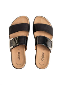 GABOR Women's Mule Sandal in soft nubuk leinen - women's sandal - detail view