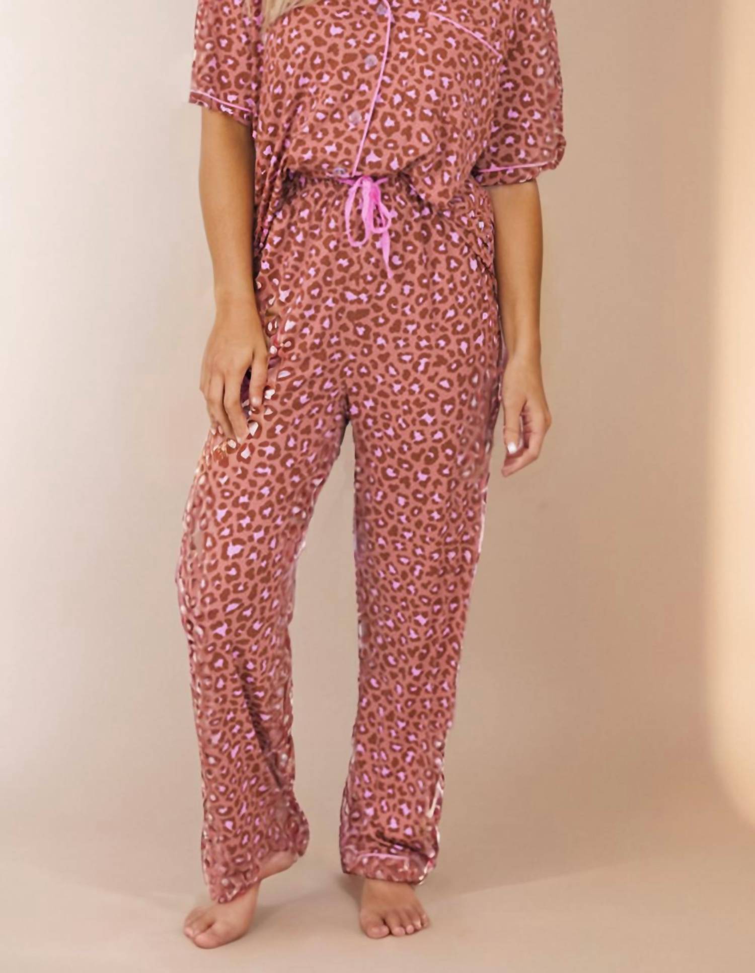 La Society - Leopard Print Short Sleeve Pajamas Set