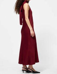FRENCH CONNECTION Ennis Satin Slevless Bow Midi Dress in cabernet - women's dress - alternate view