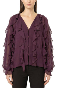 Area Stars Women's Flyn Ruffle Blouse in purple - women's blouse