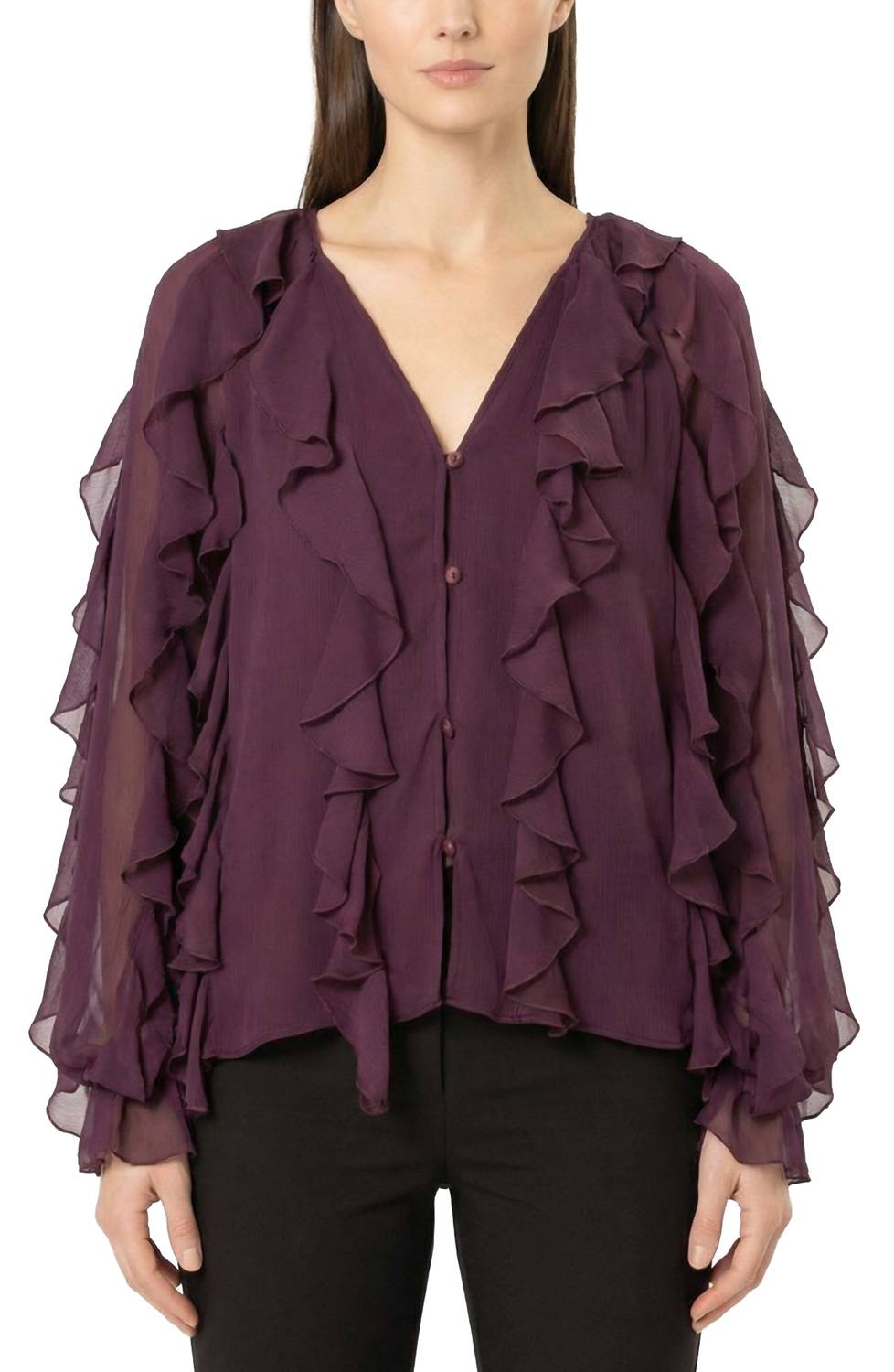 Area Stars Women's Flyn Ruffle Blouse in purple - women's blouse