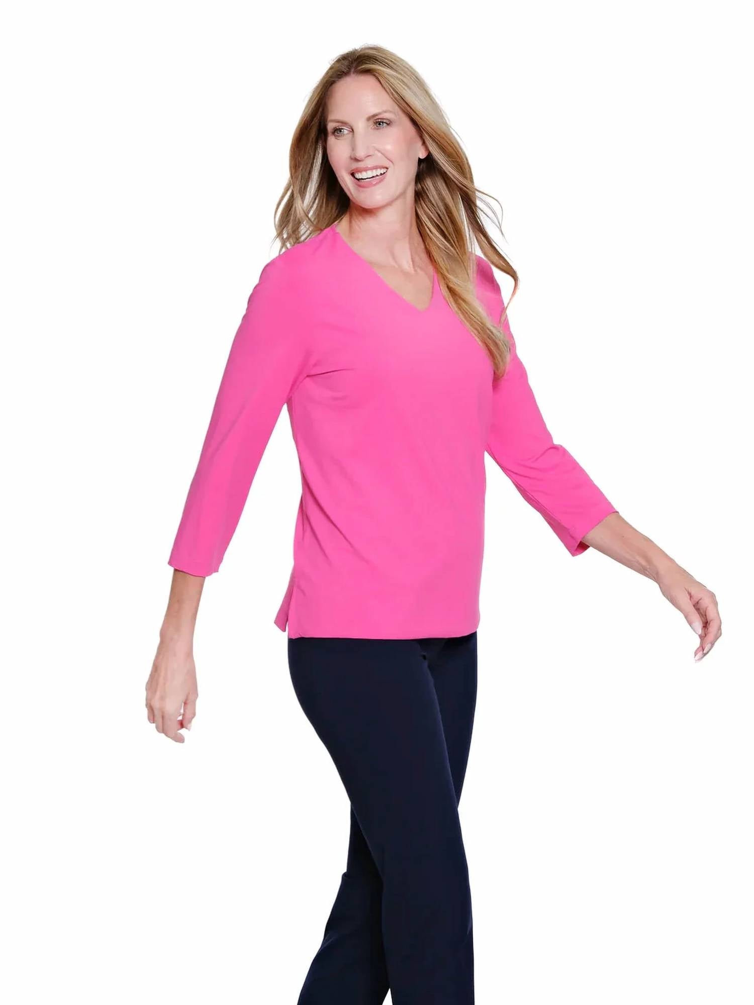 Multiples - 3/4 Sleeve V-neck Top