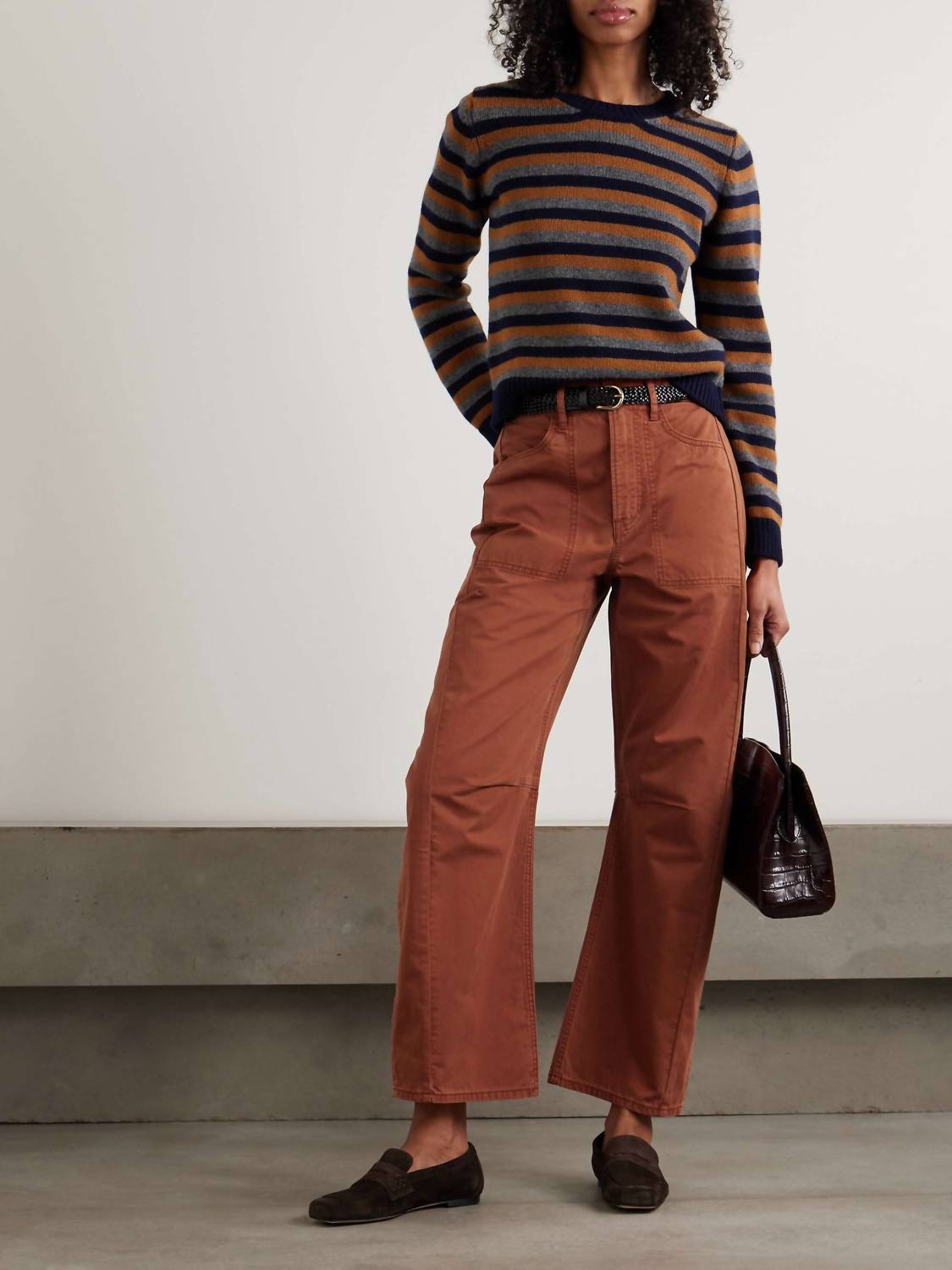Veronica Beard - Sloan Cotton Twill Barrel Leg Pants