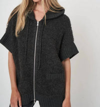 Repeat Cashmere - Alpaca Wool Blend Zip Poncho With Hood