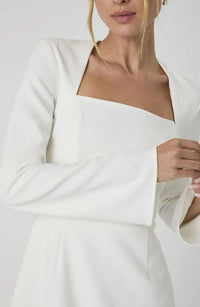 FRENCH CONNECTION Whisper Long Sleeve Dress With Square Neck in summer white - women's dress - view 4