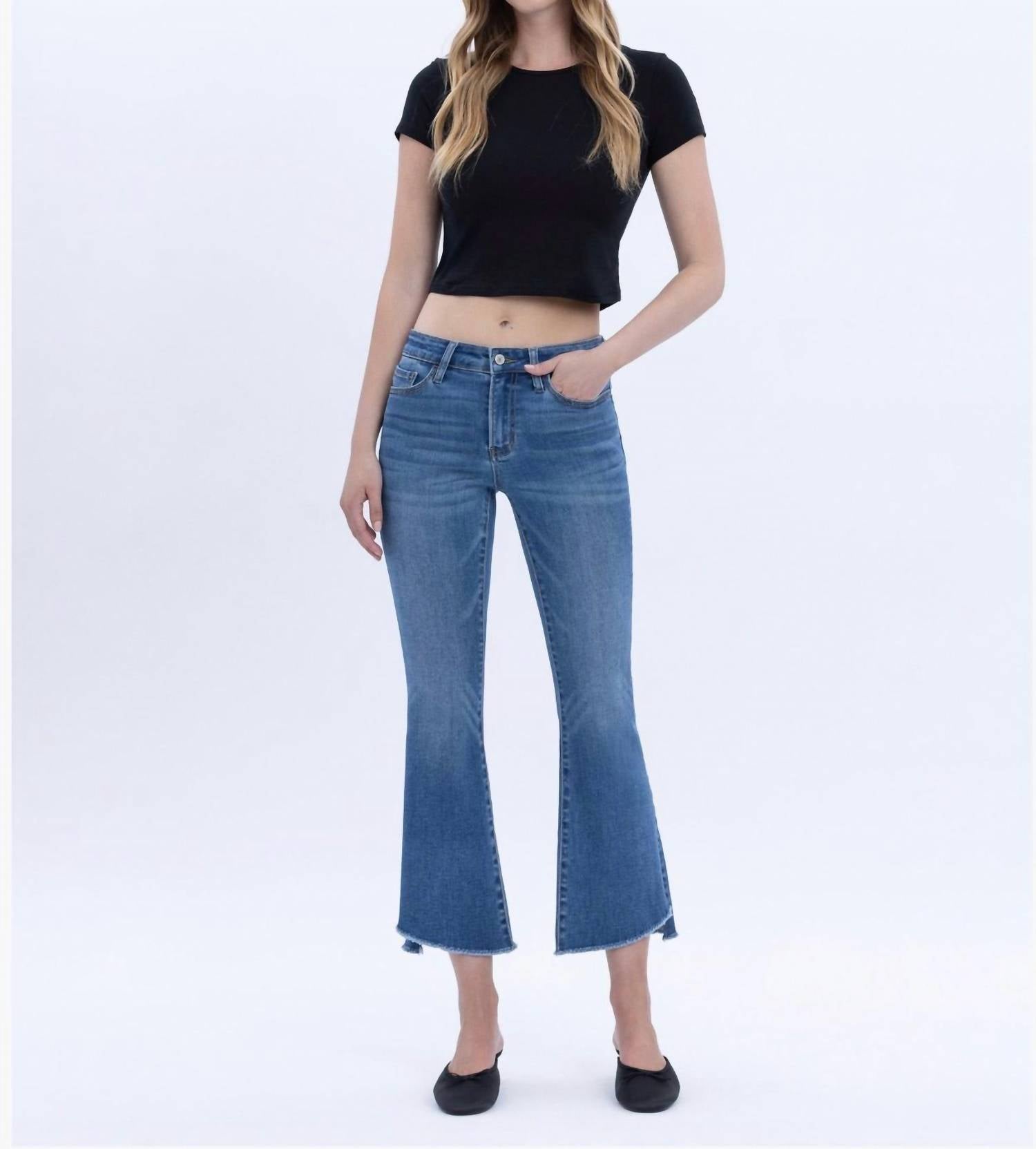 Vervet By Flying Monkey - Alison Mid Rise Cropped Flare Jean