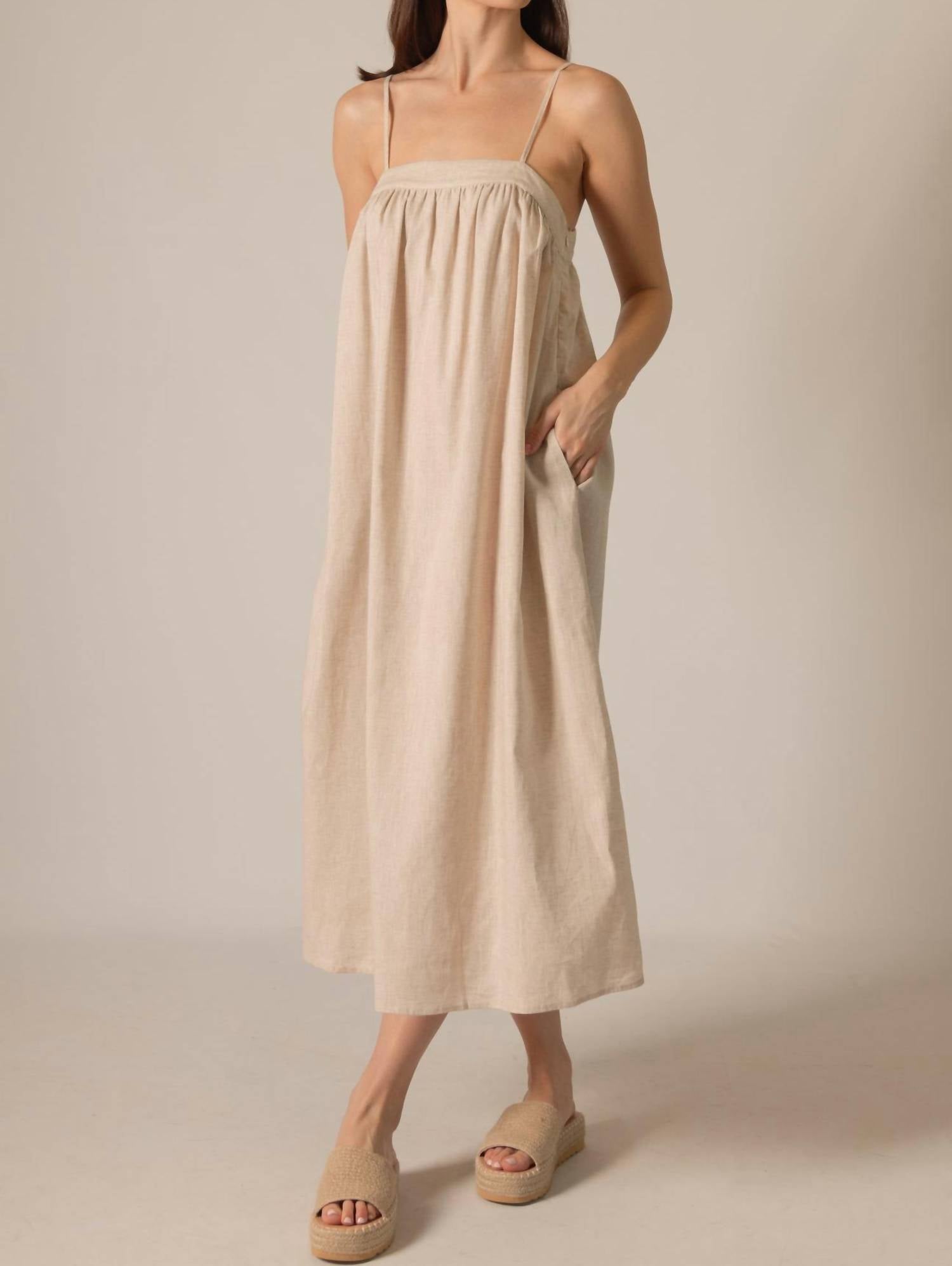 P.CILL Linen Maxi Dress in natural - women's dress - view 4