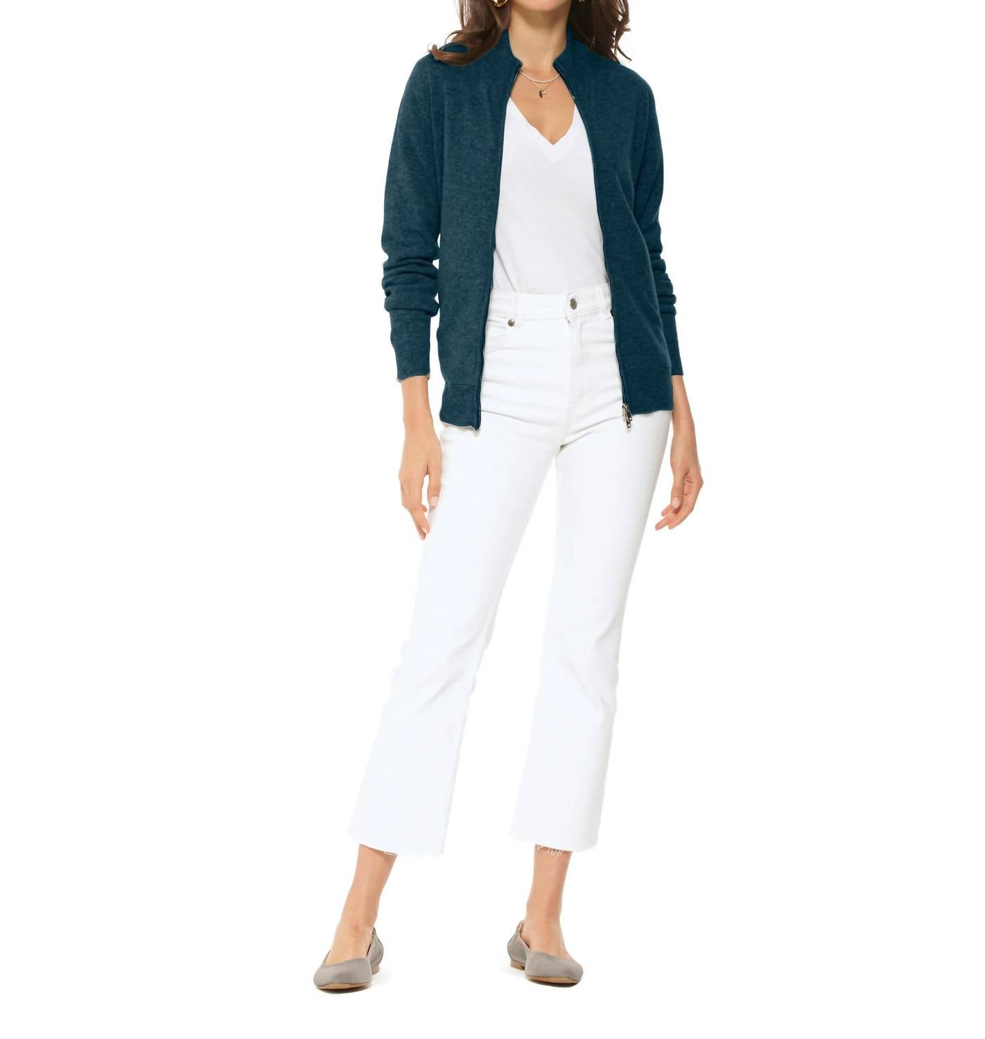 Monticelli Cashmere - Women's Pure Cashmere Zip Cardigan
