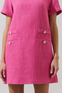 SUGARLIPS Amélie Tweed Mini Dress in fuchsia - women's dress - view 5
