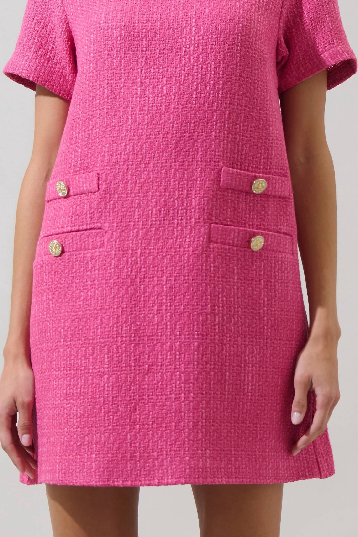 SUGARLIPS Amélie Tweed Mini Dress in fuchsia - women's dress - view 5