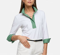 Hinson Wu - Ainsley 3/4 Sleeve Chain Link Polo Shirt