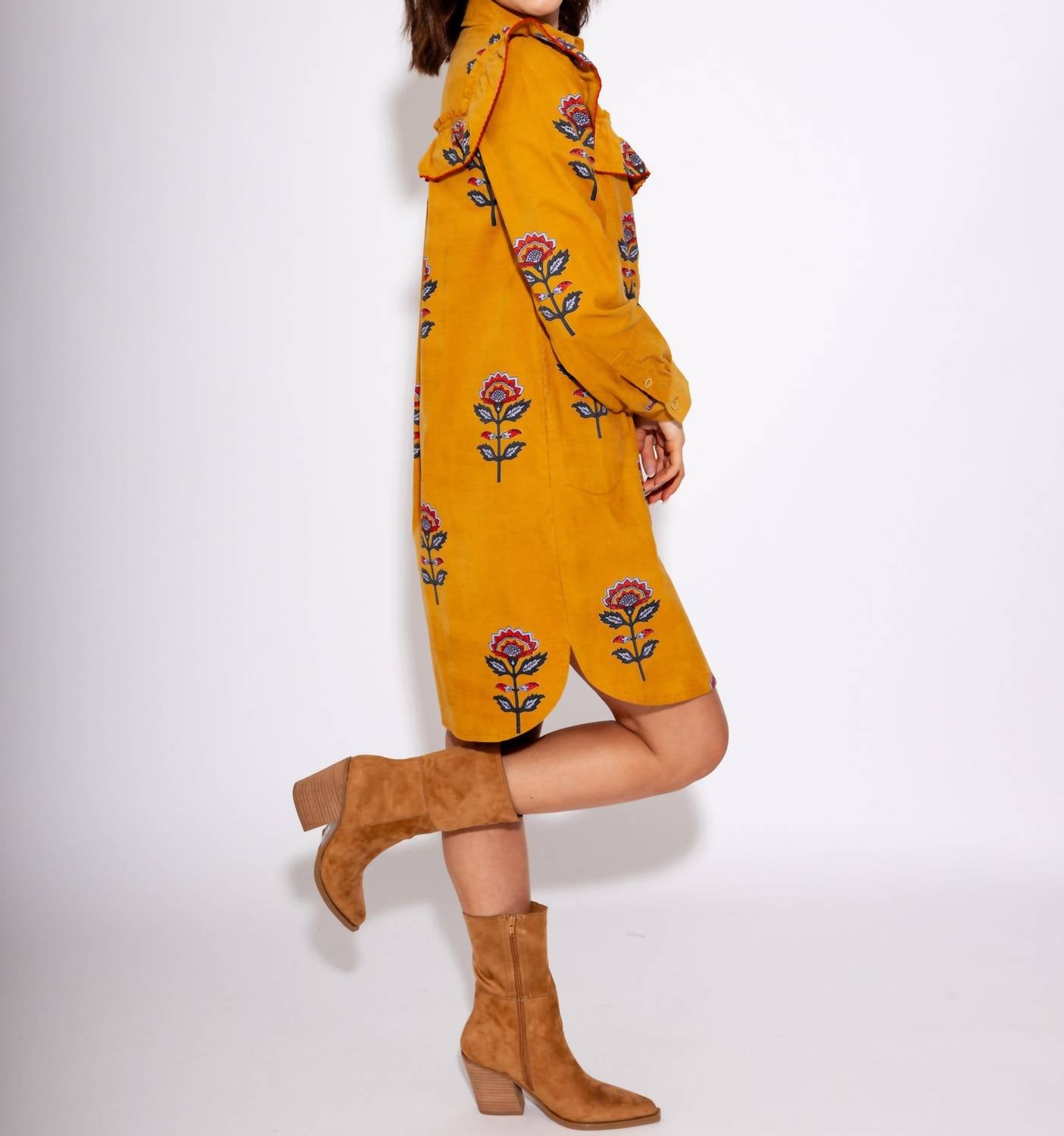 Ivy Jane - Ruffled Yoke Shirt Dress