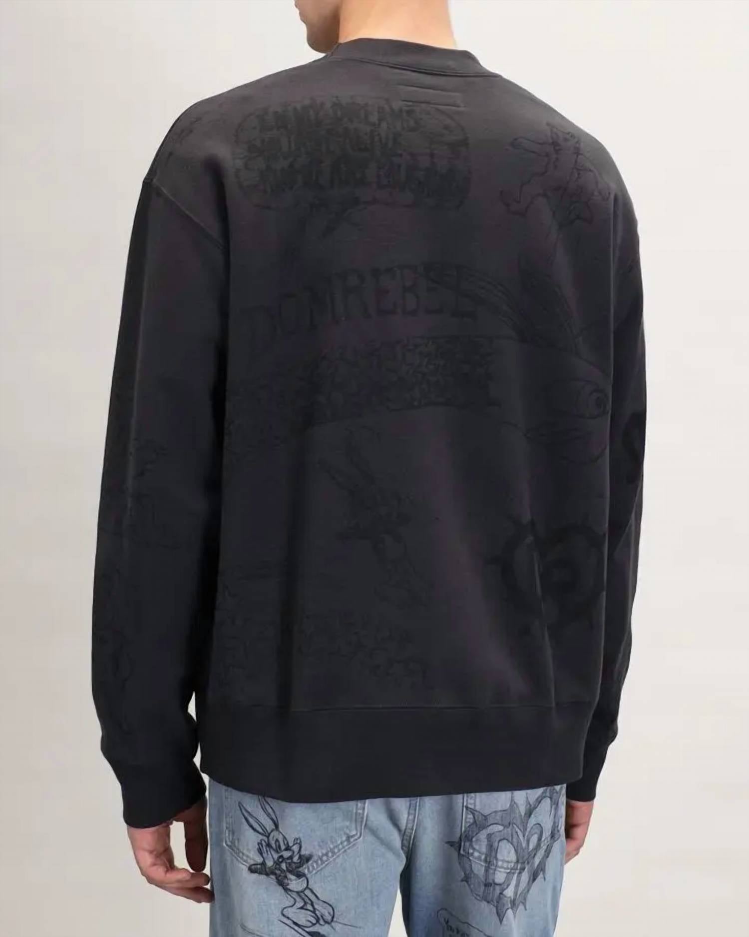 DOMREBEL Semester Embroidery Pullover Cotton Sweatshirt in old black - men's shirt - alternate view