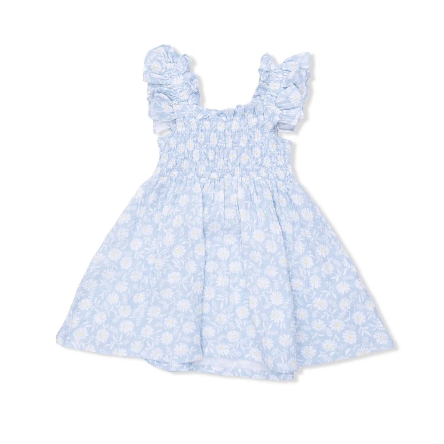 Angel Dear - Girls Western Daisies Muslin Smocked Sundress