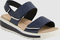 Ziera Women's Garlin Sandal in navy leather white sole - women's sandal