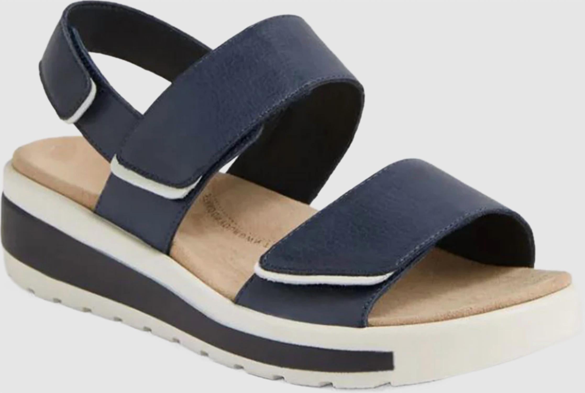 Ziera Women's Garlin Sandal in navy leather white sole - women's sandal