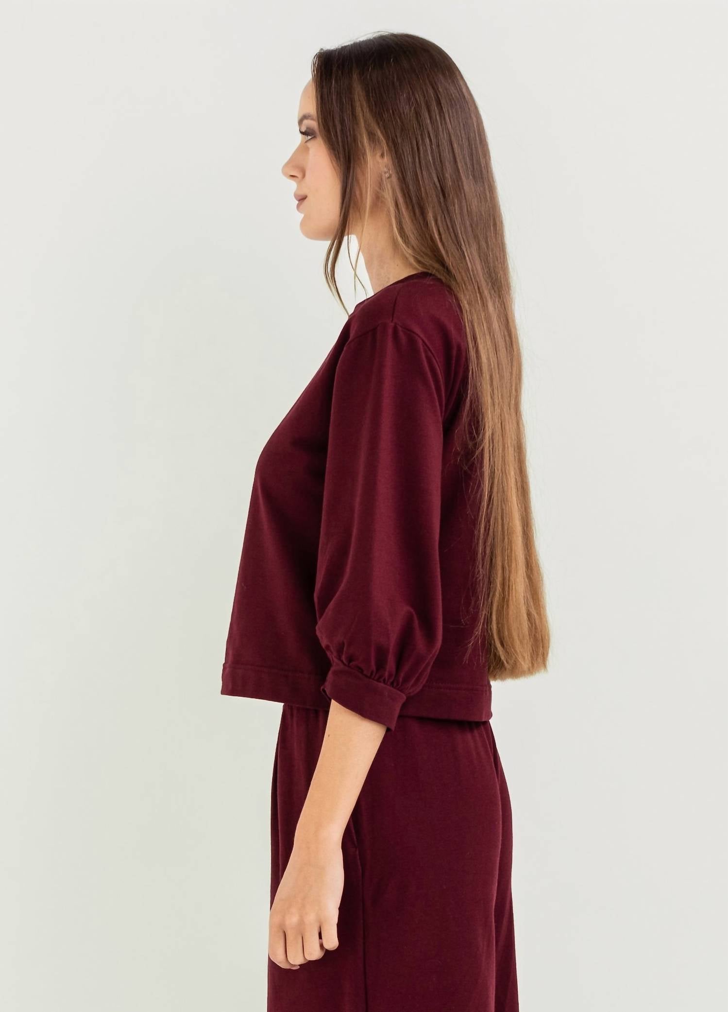 Bel Kazan Lyra Top in oxblood - women's shirt - alternate view