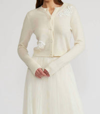 LUCY PARIS Nilda Beaded Cardigan Sweater Top in ivory - women's cardigan