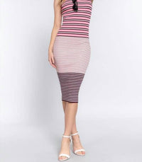 Active Basic - Sleeveless V-neck Multi Stripe Midi Sweater Dress