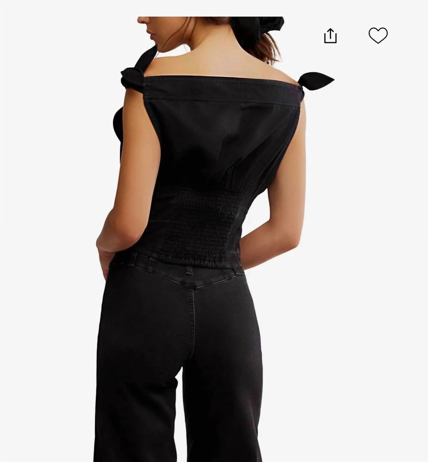 Free People - Louie Cotton Denim Tie-shoulder Top