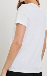 Rails Short Sleeve Classic V T-Shirt in white - women's t-shirt - detail view