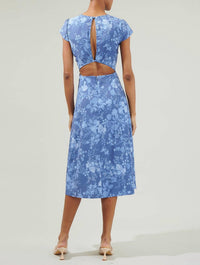SUGARLIPS Borage Floral Everbloom Cutout Midi Dress in blue - women's dress - alternate view