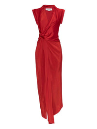 VICTORIA BECKHAM Twist Maxi Dress in cardinal red - women's dress - detail view