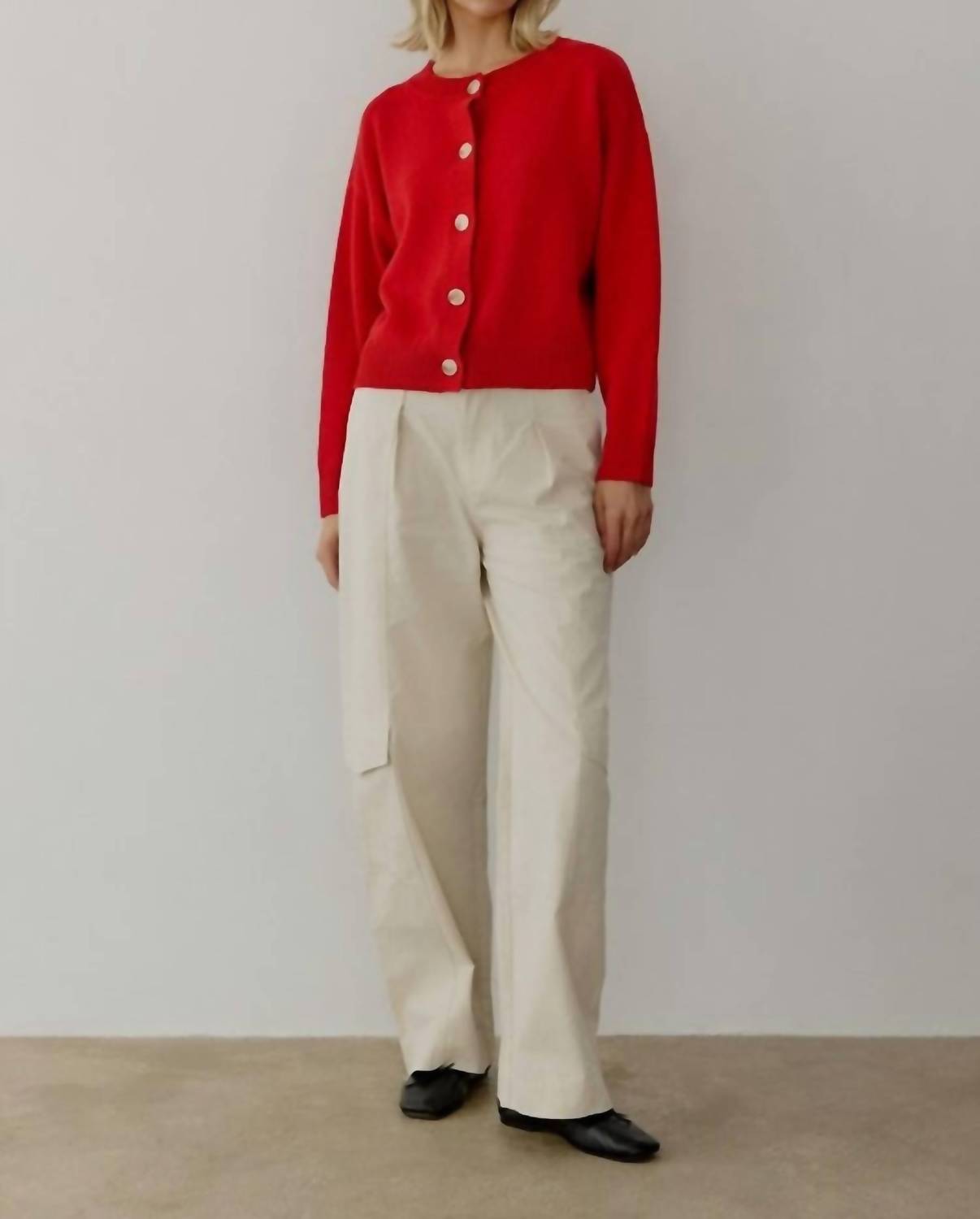 all : row Lucy Knit Cardigan in red - women's cardigan