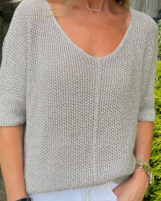Brand Bazar - Metallic Crochet Sweater