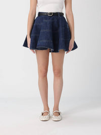 Self-Portrait - Flared Denim Mini Skirt