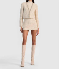 alice + olivia Kidman Embellished Tweed Jacket in natural - women's jacket