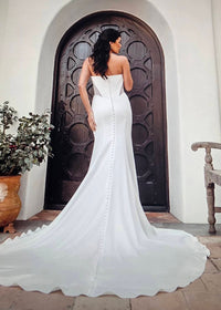 Stella York - Strapless Satin Column Wedding Dress
