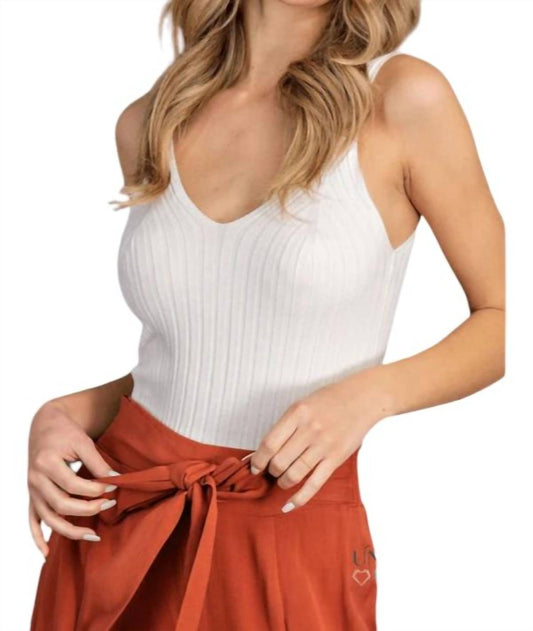 Ee:Some - Ribbed V Neck Tank Top