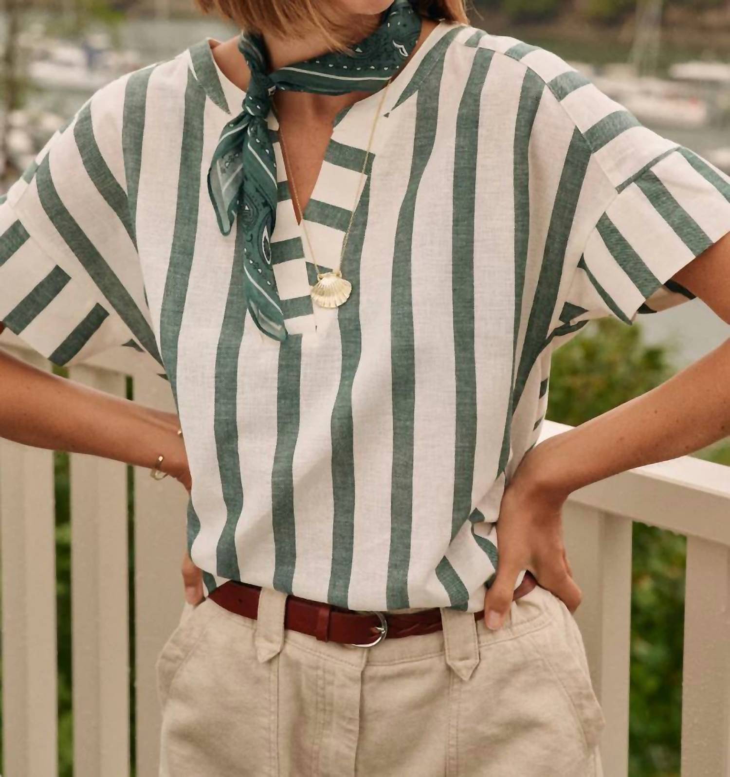 Armor-Lux - Cotton Linen Striped Top