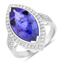 Diana M Jewels Women's Marquise Natural Tanzanite Fashion Ring (5.57 Ct) - Elegant in 14k white gold - women's jewelry