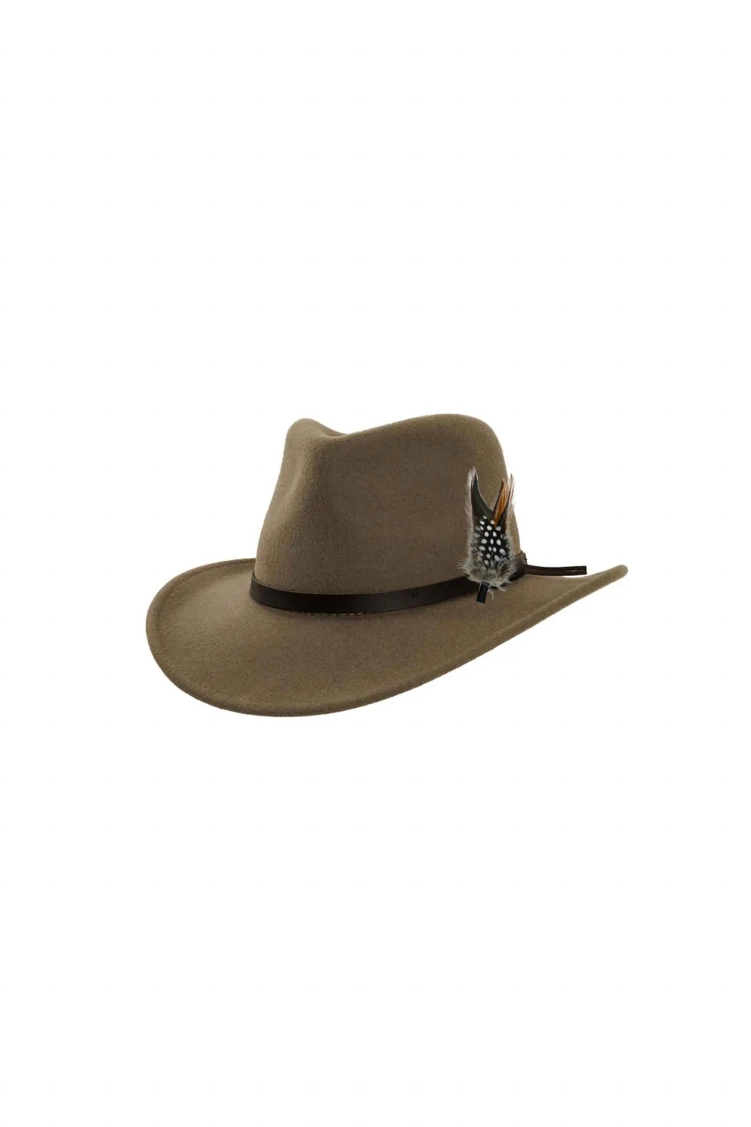 American Hat Makers Women's Pathfinder Wool Felt Hat in khaki brown - women's hat